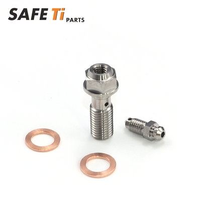 SAFETi M8×1.0 Titanium Clutch Slave Cylinder Banjo Bolt with Bleeder Valve for KTM Husqvarna GASGAS