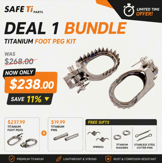 Titanium Footpegs Combo Kit for KTM 23XC EXC SX + Ti Pins + Springs – 11% Off