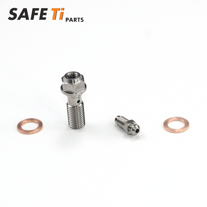 SAFETi M8×1.0 Titanium Clutch Slave Cylinder Banjo Bolt with Bleeder Valve for KTM Husqvarna GASGAS