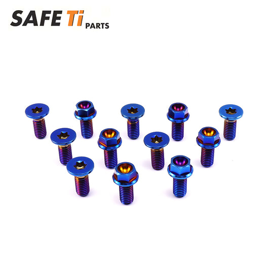Titanium Front And Rear Brake Rotor Bolts Kit YAMAHA Burnt Blue(12PCS)
