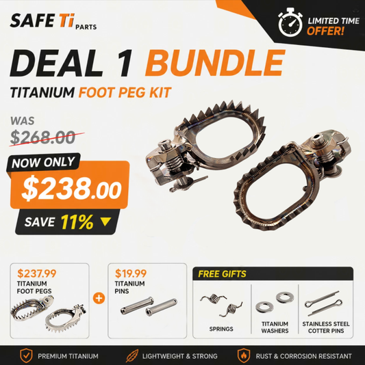 Titanium Footpegs Combo Kit for KTM 24 EXC SXF + Ti Pins + Springs – 11% Off