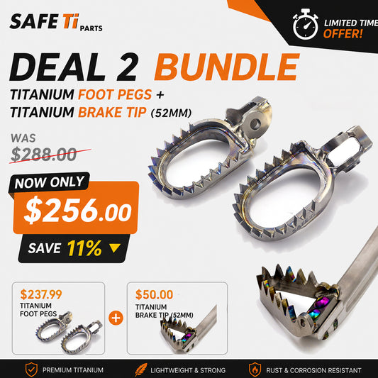 Titanium Foot Pegs + Brake Pedal Tip Kit for KTM 23 MX Enduro Dirt Bike– 11% Off