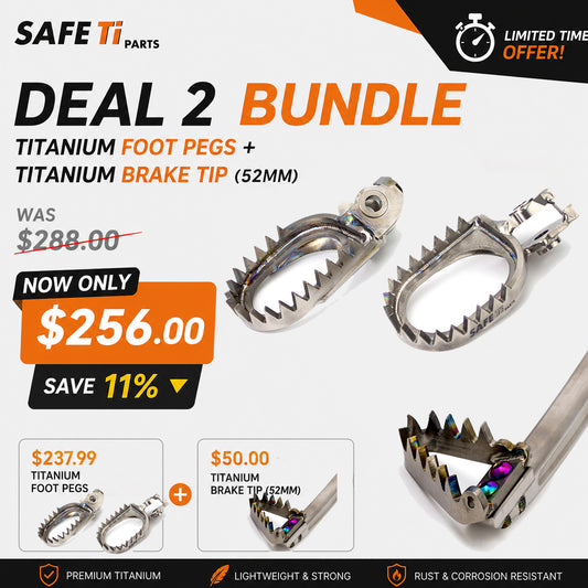 Titanium Foot Pegs + Brake Pedal Tip Kit for KTM 24 MX Enduro Dirt Bike– 11% Off
