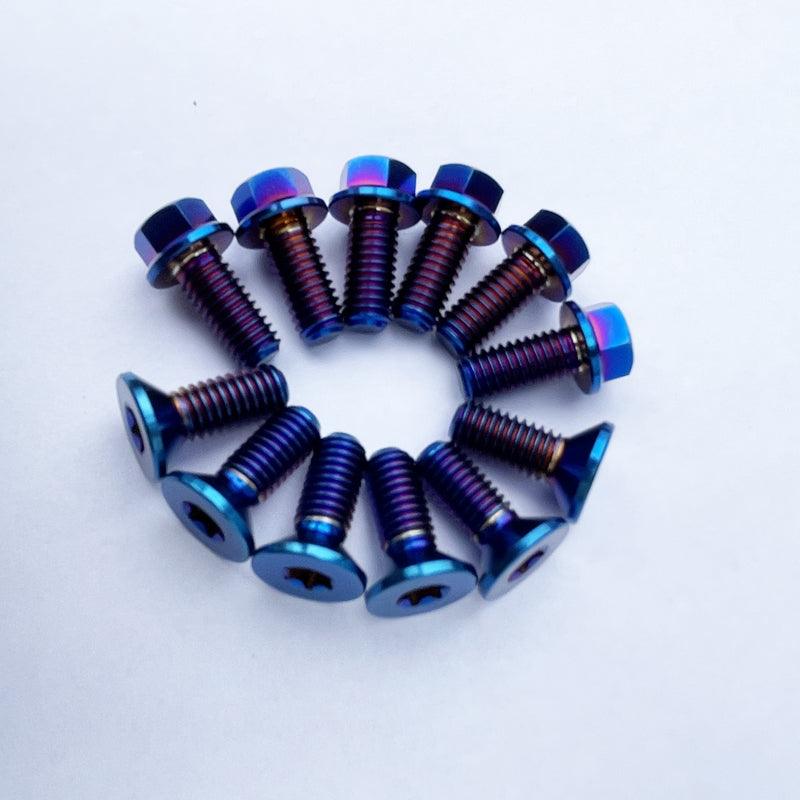 Blue Bolts Rotor Titanium Front And Rear Brake Rotor Bolts Kit YAMAHA Burnt Blue(12PCS ...